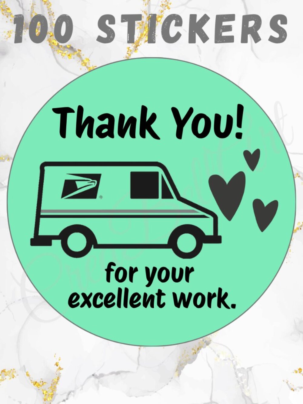 100 Thank You USPS Sticker, Thank You Sticker, Postal Mailbox Sticker